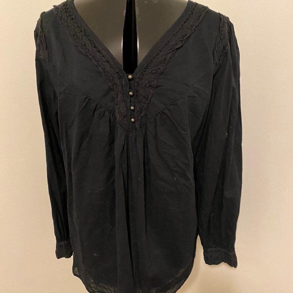 Nine West VAC Long Sleeve V-Neck with Buttons Womens Blouse Size M